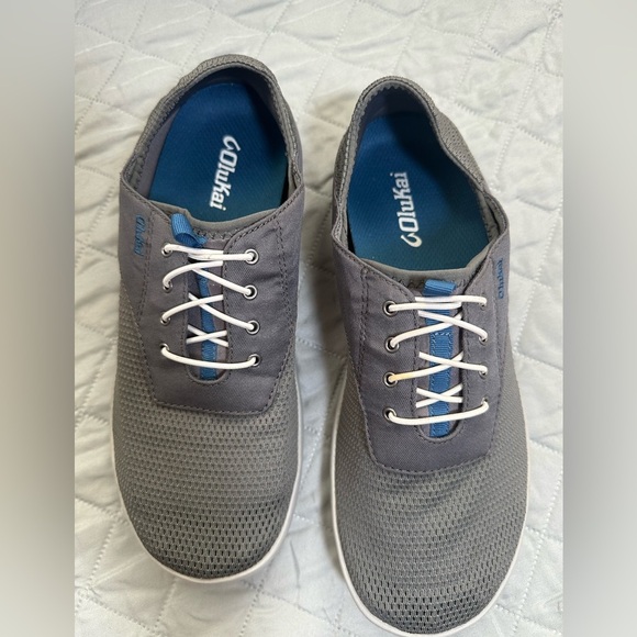 OluKai Gray and Blue Men's Sneakers - Picture 2 of 7